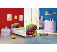 ACMA I Lit d'adolescent Lit d'enfant Lit junior Set complet avec matelas Sommier à lattes Blanc 06 Formule 1 140x70