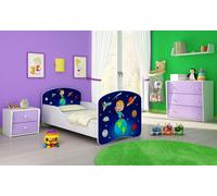 ACMA I Lit d'adolescent Lit d'enfant Lit junior Set complet avec matelas Sommier à lattes Blanc 22 Kosmos 180x80