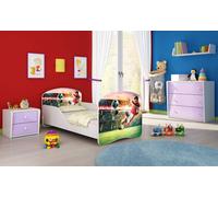ACMA I Lit d'adolescent Lit d'enfant Lit junior Set complet avec matelas Sommier à lattes Blanc 37 Footballeur 2 180x80