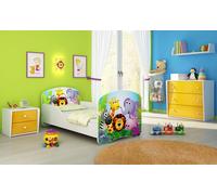 ACMA I Lit d'adolescent Lit d'enfant Lit junior Set complet avec matelas Sommier blanc 01 Zoo 160x80