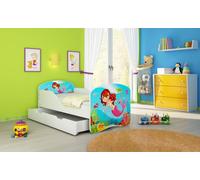 ACMA I Lit d'adolescent Lit d'enfant Lit junior Set complet avec matelas Sommier blanc 09 Sirène 160x80 + coffre de lit