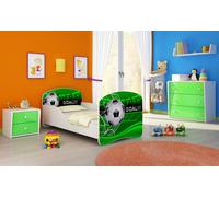 ACMA I Lit d'adolescent Lit d'enfant Lit junior Set complet avec matelas Sommier blanc 14 Goal 180x80