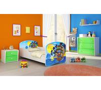 ACMA I Lit d'adolescent Lit d'enfant Lit junior Set complet avec matelas Sommier blanc 21 pirates 160x80