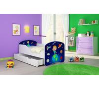ACMA I Lit d'adolescent Lit d'enfant Lit junior Set complet avec matelas Sommier blanc 22 Kosmos 160x80 + coffre de lit