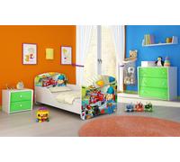 ACMA I Lit d'adolescent Lit d'enfant Lit junior Set complet avec matelas Sommier blanc 45 Mécanicien 160x80