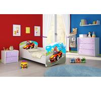 ACMA I Lit d'adolescent Lit d'enfant Lit junior Set complet avec matelas Sommier à lattes Blanc 03 Racing Car 160x80