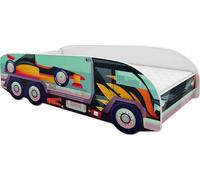 ACMA lit d'adolescent lit d'enfant lit de voiture junior lit de camion kit complet avec matelas sommier à lattes et protection antichute 160x80, 07