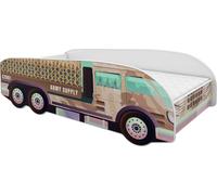 ACMA Lit d'adolescent Lit d'enfant Lit de voiture Junior PisteLit complet avec matelas Sommier et protection contre les chutes 140x70, 10
