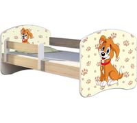 ACMA lit d'adolescent lit d'enfant lit junior set complet avec matelas sommier à lattes et protection contre les chutes Sonoma 11 chiot 140x70