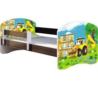 ACMA lit d'adolescent lit d'enfant lit junior set complet avec matelas sommier à lattes et protection contre les chutes wengé 20 bagger 140x70