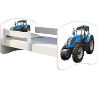 ACMA lit d'adolescent lit d'enfant lit junior set complet avec matelas sommier à lattes et protection antichute blanc 42 tracteur 160x80
