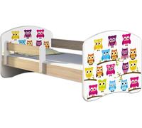 ACMA lit d'adolescent lit d'enfant lit junior set complet avec matelas sommier à lattes et protection contre les chutes Sonoma 31 hibou 160x80