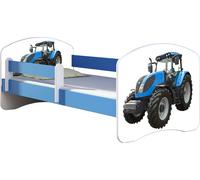 ACMA lit d'adolescent lit d'enfant lit junior set complet avec matelas sommier à lattes et protection antichute bleu 42 tracteur 160x80