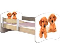 ACMA lit d'adolescent lit d'enfant lit junior set complet avec matelas sommier à lattes et protection contre les chutes Sonoma 39 chiots 160x80
