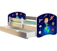 ACMA lit d'adolescent lit d'enfant lit junior set complet avec matelas sommier à lattes et protection contre les chutes Sonoma 22 Kosmos 160x80 + coffre de lit