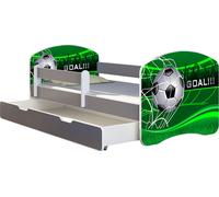 ACMA Lit d'adolescent Lit d'enfant Lit junior Set complet avec matelas Sommier à lattes et protection antichute Gris 14 Goal ! !! 160x80 + coffre de lit