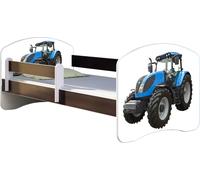 ACMA lit d'adolescent lit d'enfant lit junior set complet avec matelas sommier à lattes et protection contre les chutes wengé 42 tracteur 180x80