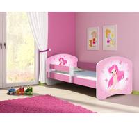 ACMA lit d'adolescent lit d'enfant lit junior set complet avec matelas sommier à lattes et protection antichute Rosa 07 Rosa Fee 140x70