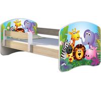 ACMA lit d'adolescent lit d'enfant lit junior set complet avec matelas sommier à lattes et protection contre les chutes Sonoma 01 Zoo 180x80