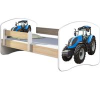 ACMA lit d'adolescent lit d'enfant lit junior set complet avec matelas sommier à lattes et protection contre les chutes Sonoma 42 tracteur 160x80