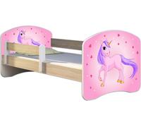 ACMA lit d'adolescent lit d'enfant lit junior set complet avec matelas sommier à lattes et protection contre les chutes Sonoma 17 Pony 180x80