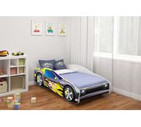 ACMA Lit d'enfant Lit de voiture Junior Cars Lit complet avec matelas, sommier à lattes et protection antichute 160x80 cm - CAR-6