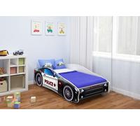 ACMA Lit d'enfant Lit de voiture Junior Cars Lit complet avec matelas, sommier et protection contre les chutes 140x70cm - CAR-3