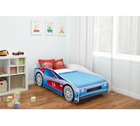 ACMA Lit d'enfant Lit de voiture Junior Cars Lit complet avec matelas, sommier et protection contre les chutes 140x70cm - CAR-2