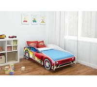 ACMA Lit d'enfant Lit de voiture Junior Cars Lit complet avec matelas, sommier et protection contre les chutes 160x80 cm - CAR-4