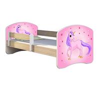 ACMA lit d'adolescent lit d'enfant lit junior set complet avec matelas sommier à lattes et protection contre les chutes Sonoma 17 Pony 160x80 + coffre de lit