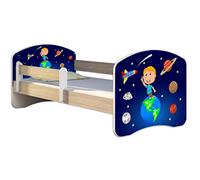ACMA lit d'adolescent lit d'enfant lit junior set complet avec matelas sommier à lattes et protection contre les chutes Sonoma 22 Kosmos 160x80 + coffre de lit