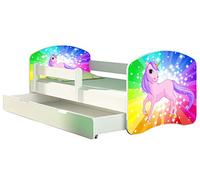 ACMA Lit Enfant Junior TIROIR Matelas Gratuite Blanc II (18 Poney Arc-en-Ciel, 180x80 cm + tiroir)