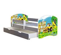 ACMA Lit Enfant Junior TIROIR Matelas sommier Gratuite Gris Meubles pour Enfants II (20 Pelleteuse, 160 x 80 cm + tiroir)
