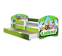 ACMA Lit Enfant Junior TIROIR Matelas sommier Gratuite Vert Meubles pour Enfants II (01N Le prénom - Zoo, 140 x 70 cm + tiroir)