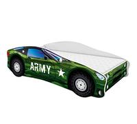 ACMA lit d'adolescent lit d'enfant lit de voiture Junior Cars lit set complet avec matelas sommier et protection antichute 140x70 cm - CAR-7