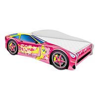 ACMA Lit d'enfant Lit de voiture Junior Cars Lit complet avec matelas, sommier et protection contre les chutes 140x70 cm - CAR-8