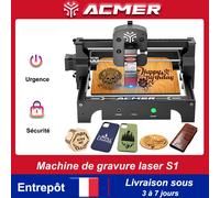 ACMER Mini graveur laser portable outils de découpe CNC haute précision machine de gravure DIY pour logo bois, verre acrylique débutant S1 3.5W
