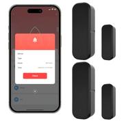 Acmerota 2 pièces Capteur de Porte WiFi Noir Alarme de Porte Intelligente Capteur d'ouverture de Porte sans Fil Capteur d'alarme de Porte Carillon d'alarme, Compatible avec Alexa et Google Home