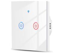 Acmerota Interrupteur tactile intelligent WiFi Interrupteur d'éclairage 2 groupes blanc, sans neutre+avec neutre Méthode de câblage double Fonctionne pour Alexa/Google Home Télécommande