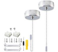 Acmerota Lot de 2 Chrome Interrupteur à Tirette pour éclairage de Salle de Bain Nterrupteur Tirette 200cm Interrupteur à Tirette pour Plafond de Salle de Bain Poignée Cylindrique (Chrome)