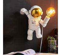 ACMHNC Applique Murale Enfant avec Interrupteur, E27 Astronaute Lampe Murale Pour Chambre Enfant avec Prise Et Câble 1,5 M, Cadeaux Pour Garçons Filles, Blanc