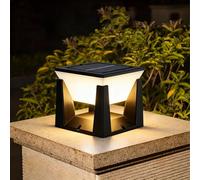 ACMHNC Borne Solaire Extérieur, Éclairage de Portail, Jardin et Pilier | IP65 Lampadaire solaire 3000K, Autonomie 6-12 H, Pour Chemin, Terrasse, Colonne,15×15×14,5 cm,Noir