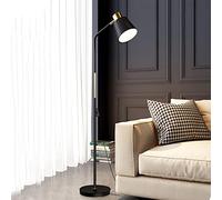 ACMHNC Lampadaire Sur Pied Salon Industriel, 12W LED Lampadaire Dimmable Avec Télécommande, Moderne 2 in 1 Lampadaire De Lecture Réglable Hauteur, E27 Lampe De Sol Retro Pour Chambre, Bureau,Noir