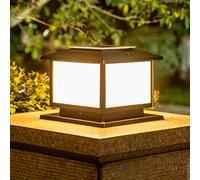 ACMHNC Lampe Extérieur Solaire Avec Télécommande, Lampadaire De Jardin Vintage,Lampes De Poteau Carré Au Look Antique,IP54 Lampe Pilier Borne Exterieur Rétro Aluminium,3 Couleur, Minuterie,S/black
