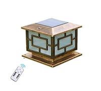 ACMHNC LED Lampe De Pilier Solaire Extérieure, Marron Or Lampe Pilier Portail avec Télécommande,Carré Lampadaire De Jardin IP65 Étanche Antique Lampe De Chemin Cour Terrasse Patio Luminaire Borne,M