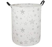 ACMUUNI Grand panier à linge rond en toile avec poignées, organiseur de rangement en coton imperméable, parfait pour chambre d'enfant, chambre à coucher, chambre d'enfant, maison, panier cadeau