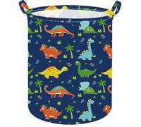ACMUUNI Panier à linge rond en toile Motif dinosaure Bleu foncé