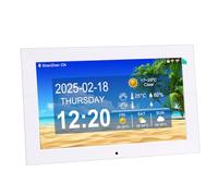 ACOGEDO Horloge Numérique WiFi Intelligente de 10 Pouces, Grand écran avec Température et humidité en Temps Réel, Lecture de Photos et de Vidéos, Télécommande, pour Personnes âgées et (Prise UE)