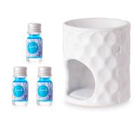 Acorde Lot Brûleur Huile Essentielle Océan 3x5 ml Céramique Blanc 19,8x11x6,5 cm (Set de 12)