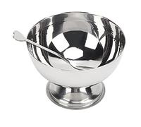 Acouto Bol à Dessert en Acier Inoxydable, Tasse à Glace avec Fourchette, Plat de Service Réutilisable de 9,8 Cm pour Salade de Fruits, Pudding, Bol en Métal pour la Cuisine à Domicile, l'hôtel, le